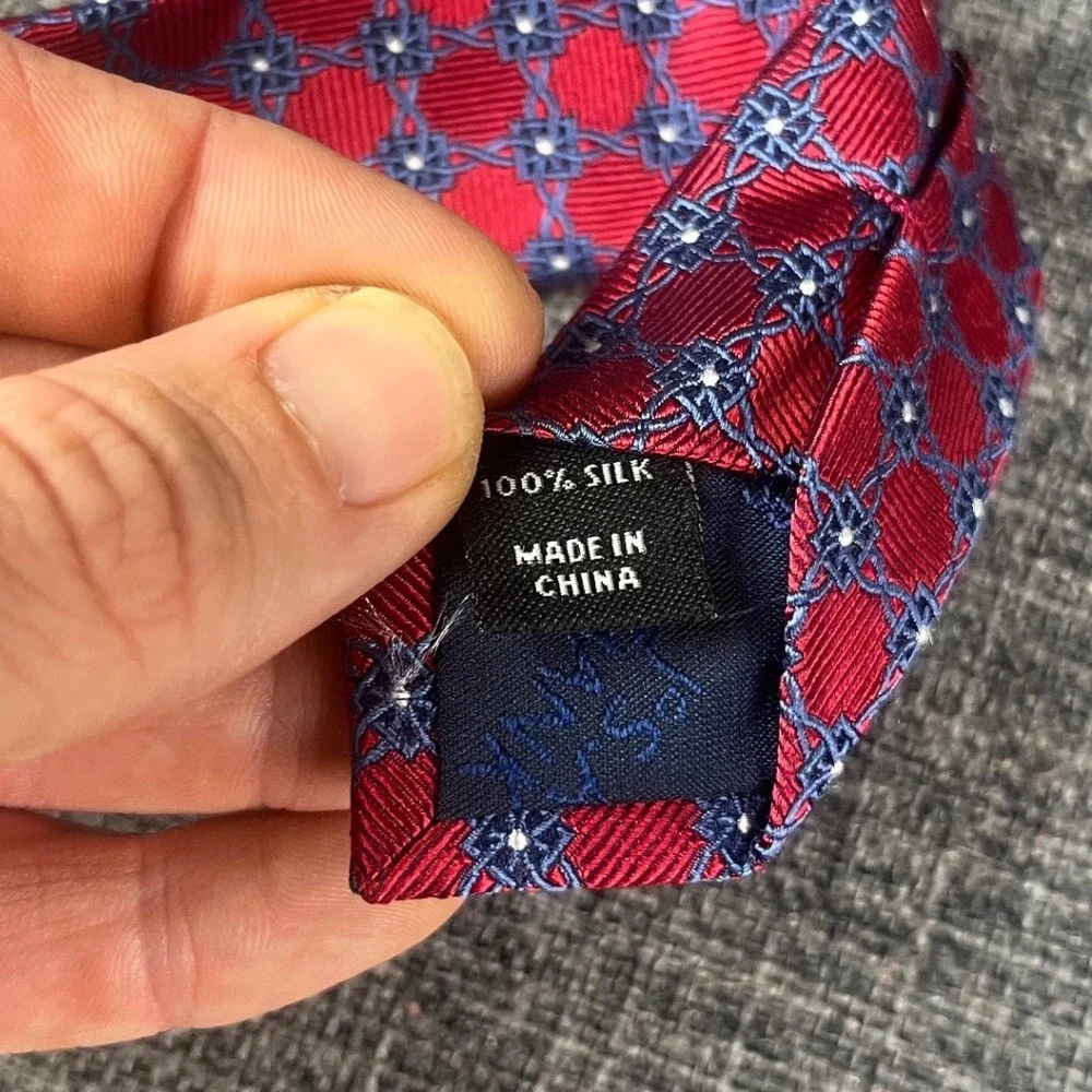 Jos. A. Bank Executive Collection Red Blue Geometric Silk Necktie 3.25
